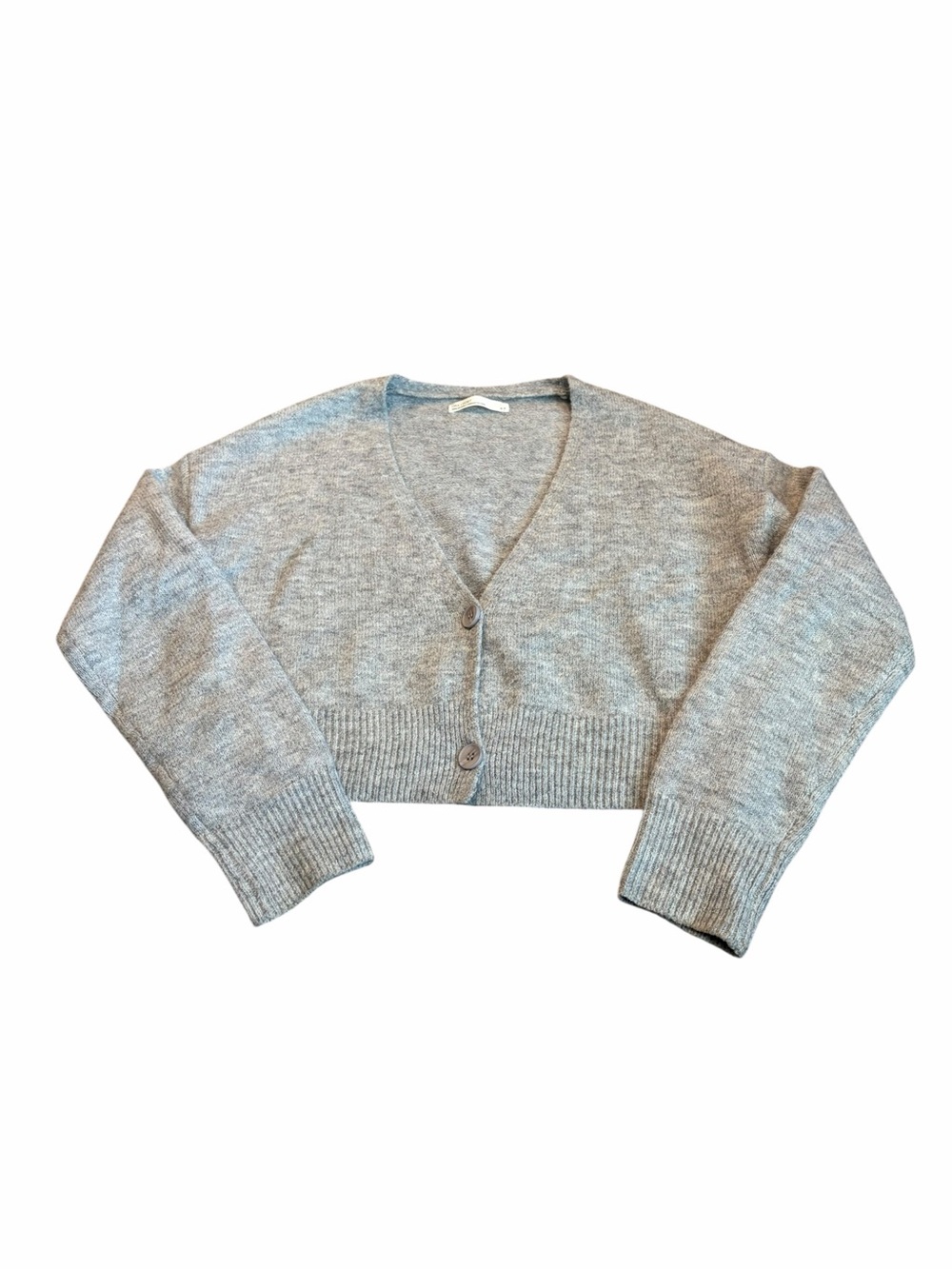 OAK + FORT cropped gray cardigan